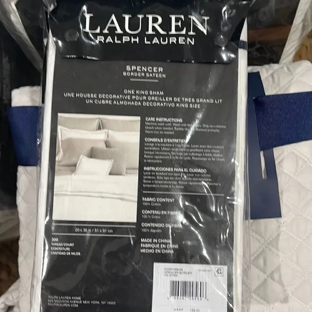 Lauren Ralph Lauren Spencer border sateen one king sham 20”x36”
